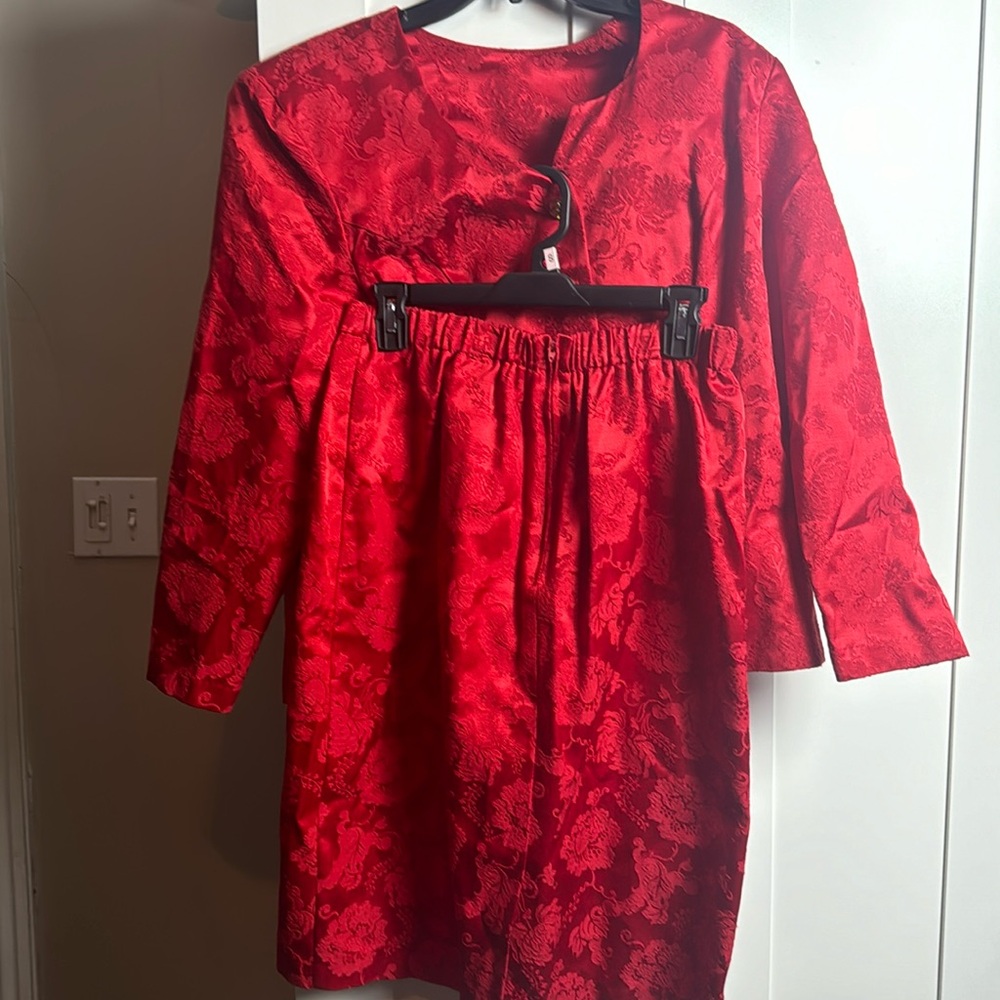 Ann Taylor Red and Gold Blazer